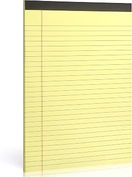 ZZTX Legal Pads 8.5 x 11 Inch Yellow Writing Notepad, Lined Writing Pads for Work Office School, 50 Sheets Per Pad, A4, 1 Pack