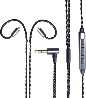 okcsc Earphone Upgrade Cable,MMCX Earbuds Replacement Cord,4 Cores Gold-Plated Plug Earphones Audio Adapter for Shure SE215 SE315 SE535 (MMCX,Black,Mic)