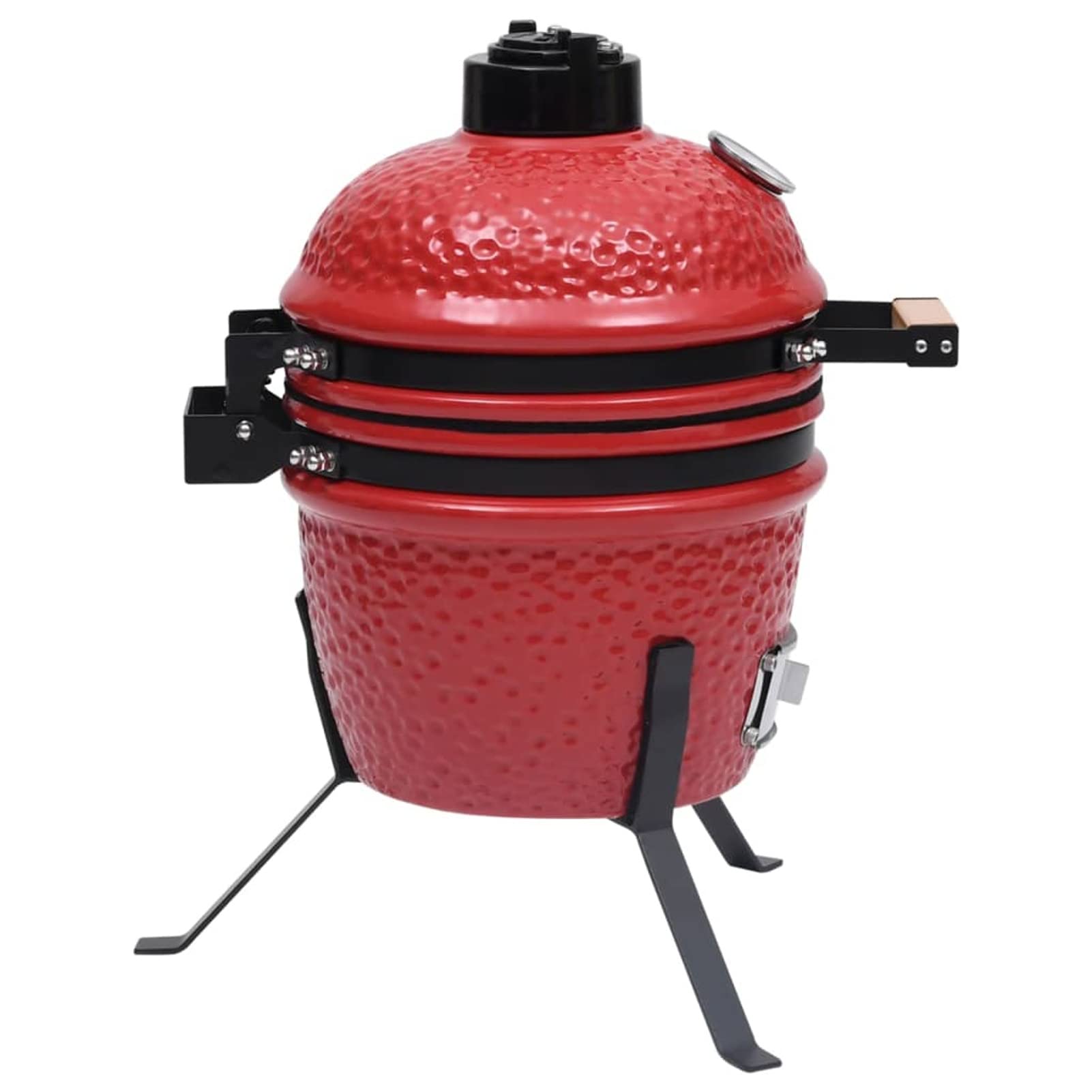 Kamado 2 w 1 ceramiczny grill wędzarniczy, grill na węgiel i drewno opałowe, przenośny grill, taras, grill, grill, grill na zewnątrz, czerwony, 56 cm