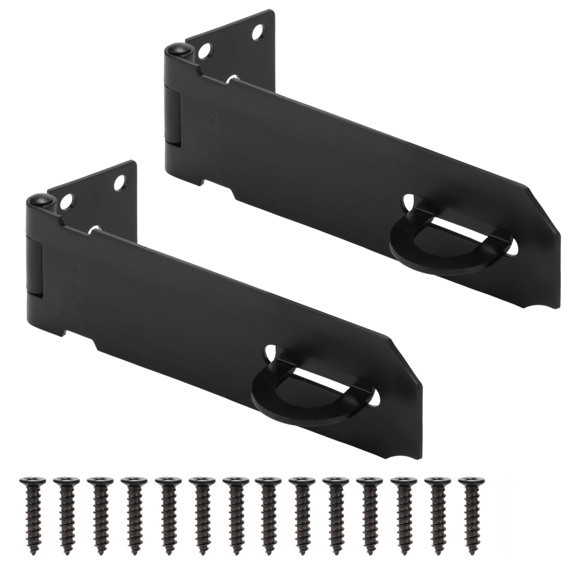 5 Inch Door Lock Hasp Latch, Security Packlock Clasp Hasp Lock Latch, Stainless Steel Gate Lock Hasp for Outdoor Fence Gate,Barn Door, Cabinet, Drawer, Brushed Finish with Screws, 2 Pack