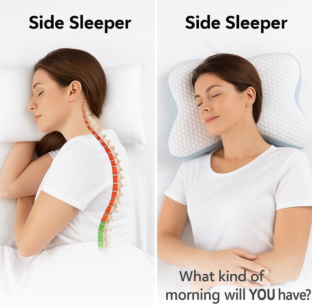 Ergonomic Cervical Memory Foam Neck Pillow for Comfortable Sleep – Orthopedic Contour Pillow for Side, Back, and Stomach Sleepers with Breathable, Washable Cover