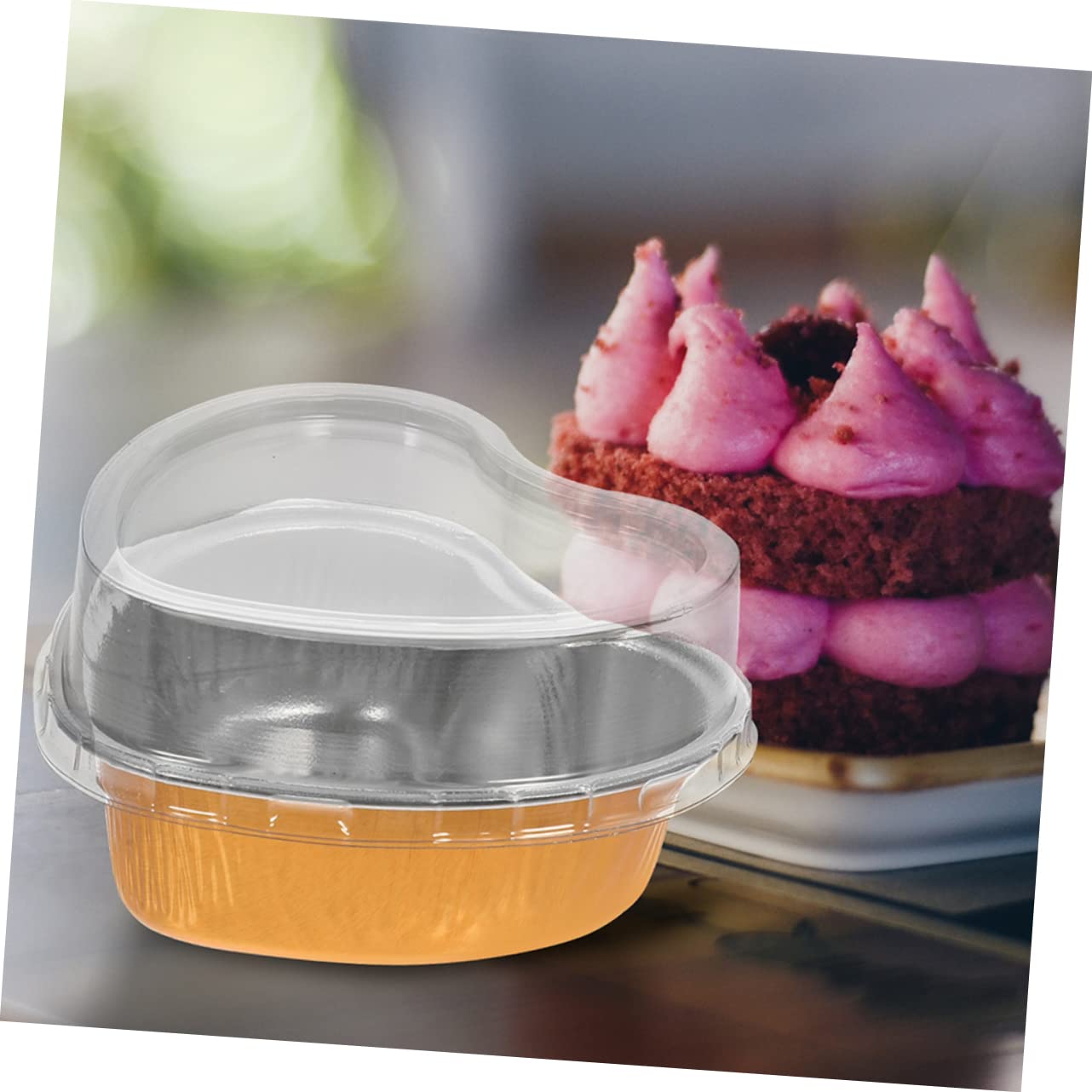KICHOUSE 30Pcs Heart Shaped Cake Molds with Lid Baking Cups for Muffins and Cupcakes Foil Containers for Parties and Celebrations