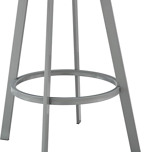 Miniatura 10 de Armen Living Chelsea Taburete giratorio de 25 pulgadas de altura de mostrador en acabado plateado y piel sintética blanca