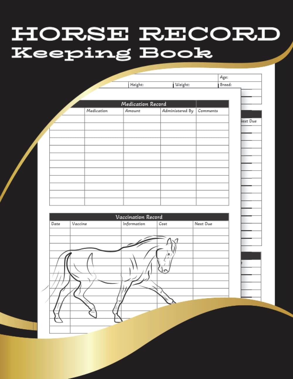 Horse Record Keeping Book: Horse Health Record Book and Horse Training/Riding Journal to Track Medical/Vaccination, Competition, Training and Riding Records, Horse Owner Journal Paperback – 3 May 2022