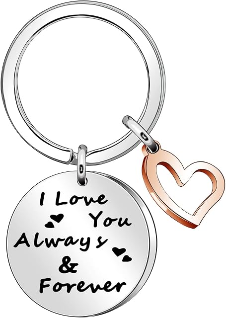 Lover Gift,I Love You Always & Forever Silver Pendant Keychain Keyring Key Chain Ring For Boyfriend Girlfriend Wife Husband Vanlentine's Day Anniversary Reminder Keyfob Accessories