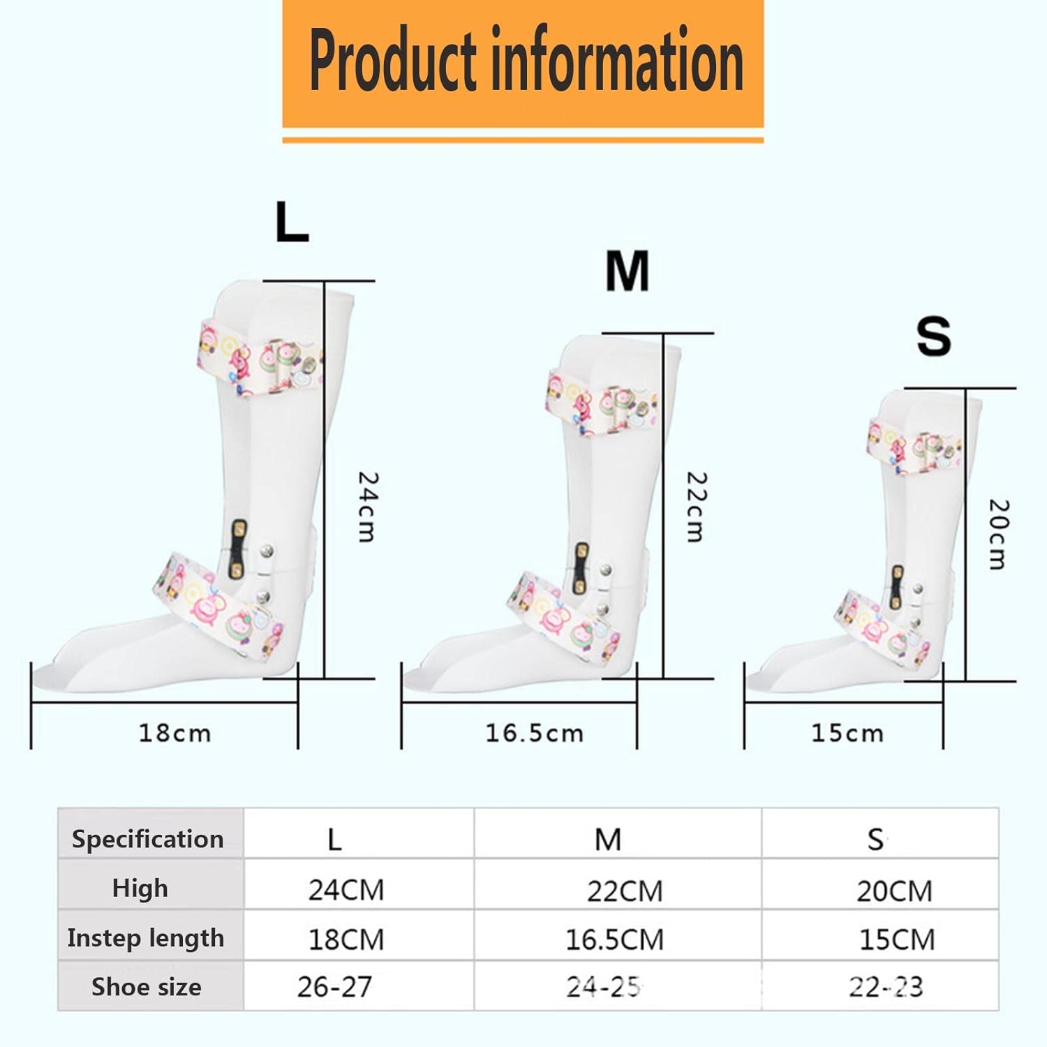 SFKLYU Children's Ankle Foot Orthosis, Kids AFO Drop Foot Splint Ankle Foot Brace Night Splint Support,Left+right,S