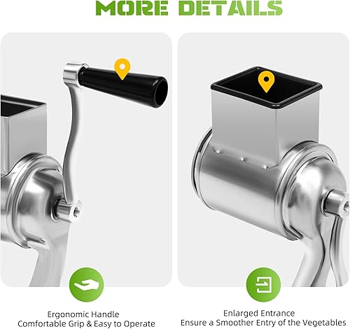 Miniatura 2 de Rallador giratorio 5 en 1 con base de ventosa, rallador manual giratorio de verduras con base de ventosa, 5 cuchillas afiladas de acero inoxidable