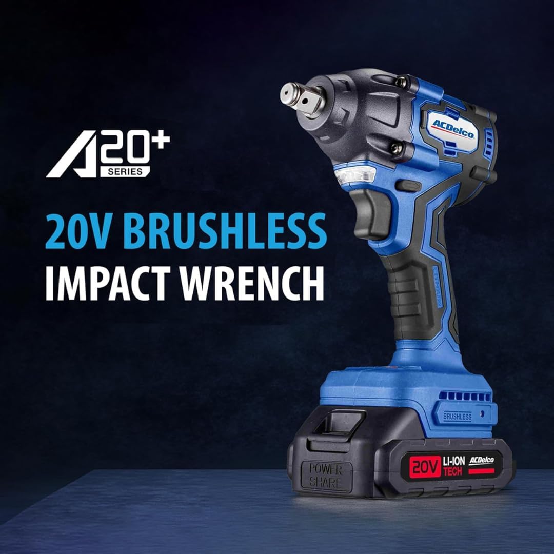 ACDelco ARI20132P-K3 20V Brushless 1/2" Impact Wrench (251 Ft-lbs, 3-in-1 Tool) & G12 Series 12V 3/8" Cordless Ratchet Combo Kit with 14-Piece Drill Bit Set