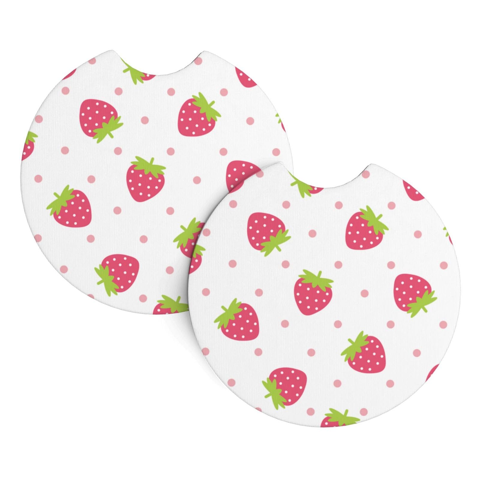 2 Pcs Car Coasters for Cup Holders,Strawberry Pink Polka Dots Universal Cars Cup Holder Coaster Insert Auto Anti Slip Car Accessories for Women Men Decor