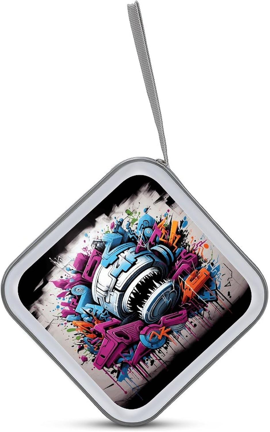 Colorful Graffiti CD Case 40 Capacity DVD Case Holder Hard Plastic DVD Disc Storage Binder for Car Portable Zipper Disc Storage Organizer Wallet Bag for Home Travel image 3