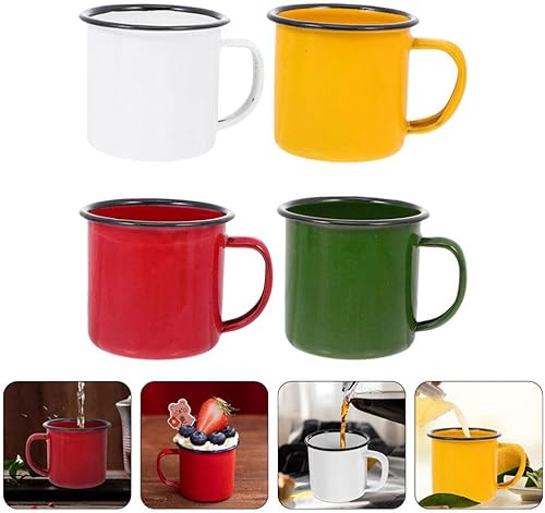 Miniatura 6 de YARNOW 4 tazas de café, taza de café de viaje esmaltada para reuniones familiares, picnics, barbacoas y más