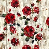 VistaPalette 18'x236' Vintage Red Roses Flower Peel and Stick Self Adhesive Wallpaper Removable Contact Paper Stick on Easy Peel Off Wall Paper for Kitchen Bedroom Bathroom Renter