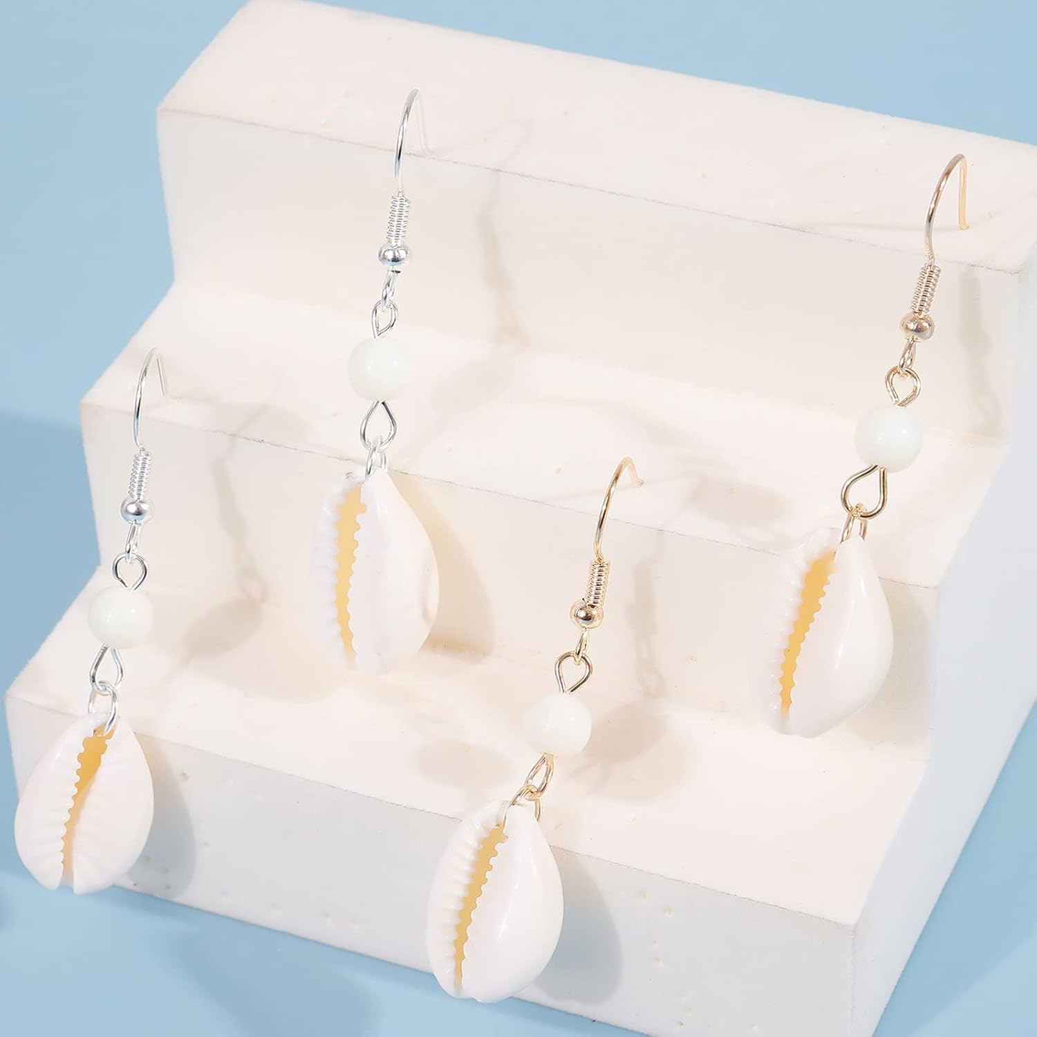 Bohemian Natural Cowrie Shell Earrings for Women Pearl Bead Dangle Earrings Summer Beach Vacation Jewelry Gifts for Women - Image 4