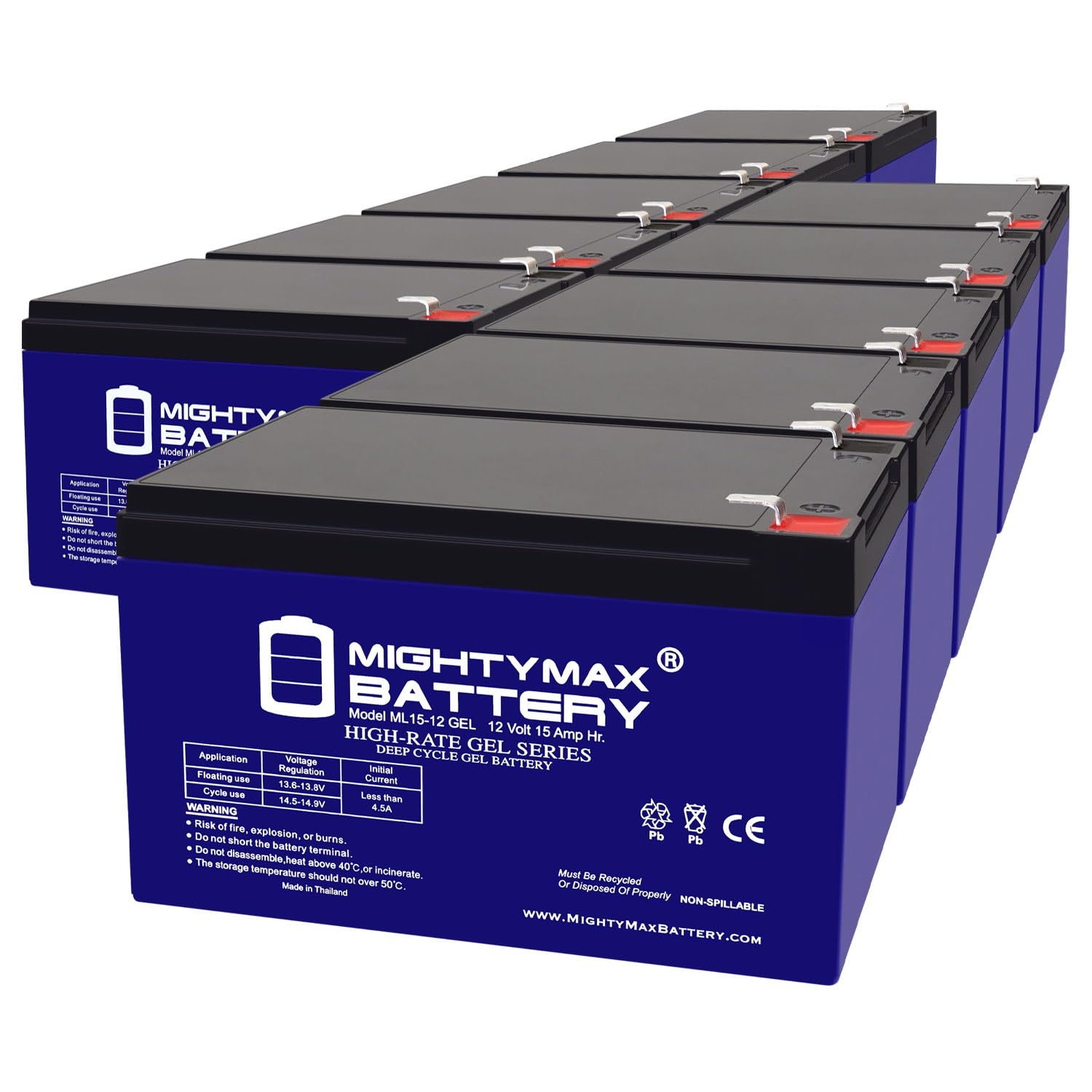 12V 15AH Gel F2 Replacement Battery Compatible with Mobility Travelmate RD, Classic FD - 10 Pack