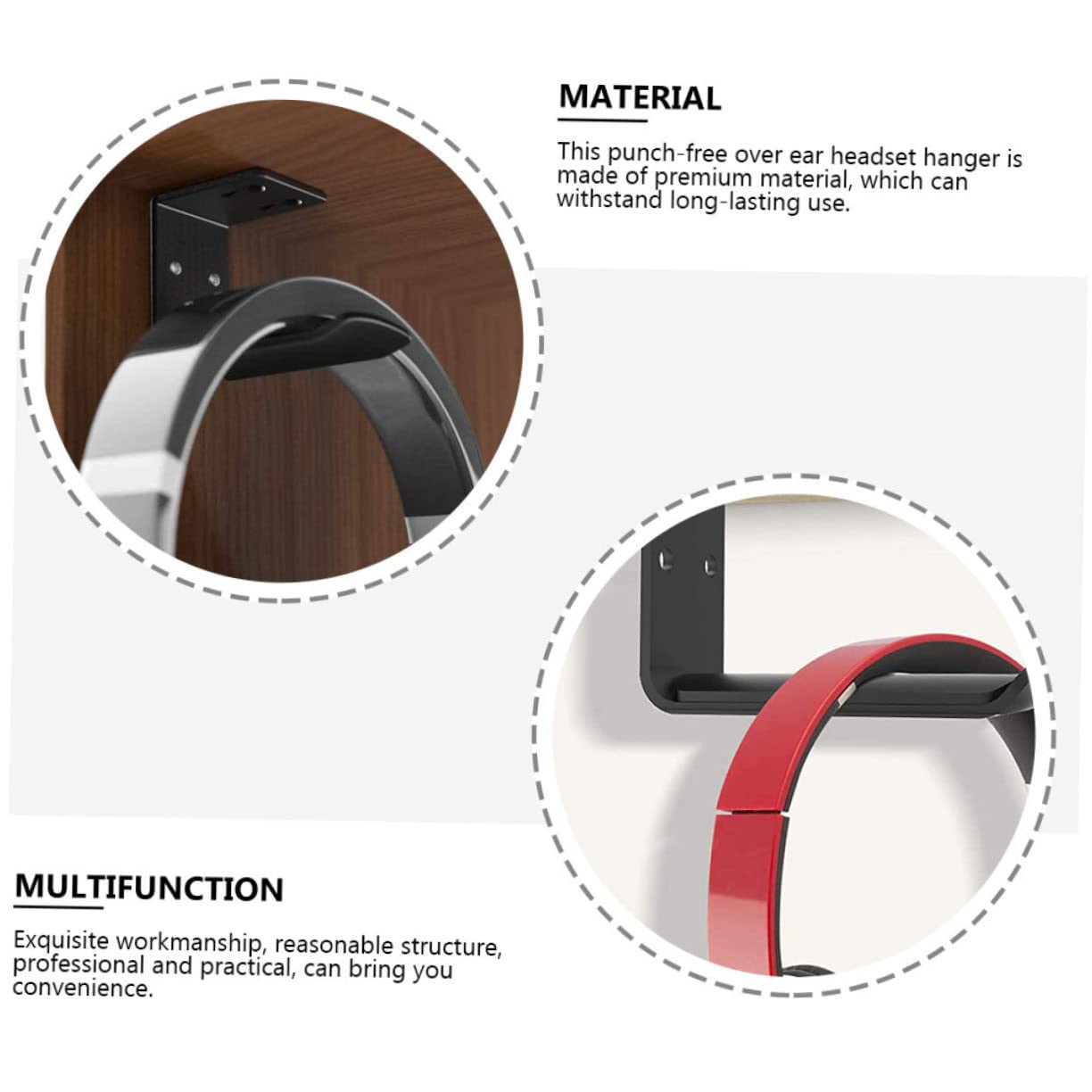 jojofuny 6pezzi Supporto Per Cuffie Lega Di Alluminio Da Montaggio Senza Perforazione Compatibile Con Cuffie over Ear e Archetto Struttura Resistente e Antiscivolo Design Elegante Per
