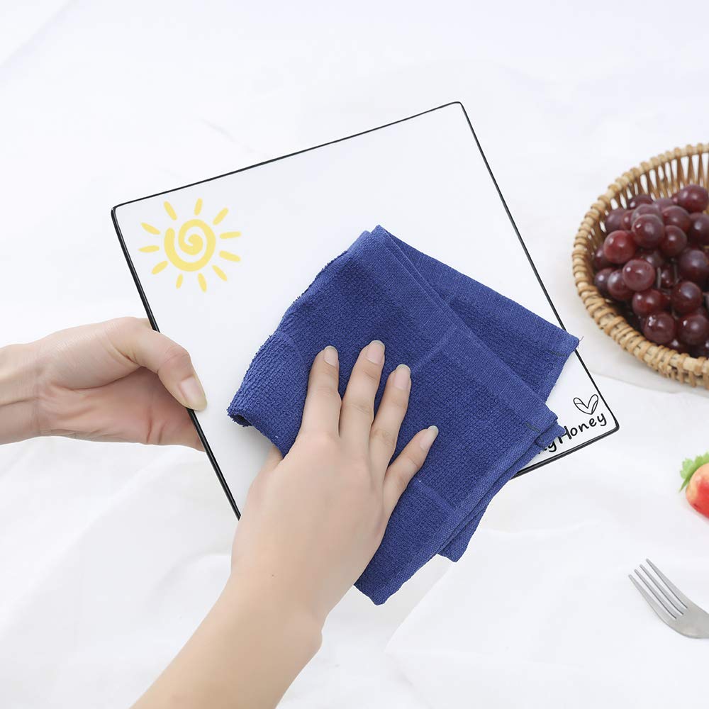 Glynniss Strofinacci da cucina blu altamente assorbenti, 100% cotone, per lavare i piatti, pulizia (12 pezzi, blu)