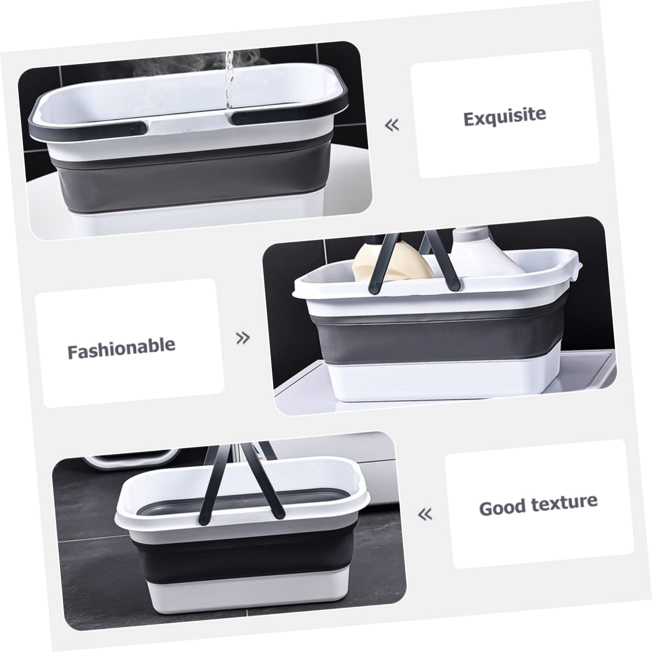 PartyKindom Cubo Plegable para Fregona Portátil 15l con Asa Resistente Cubo De Plástico Duradero Multifuncional para Limpieza Hogar Camping Senderismo Picnic