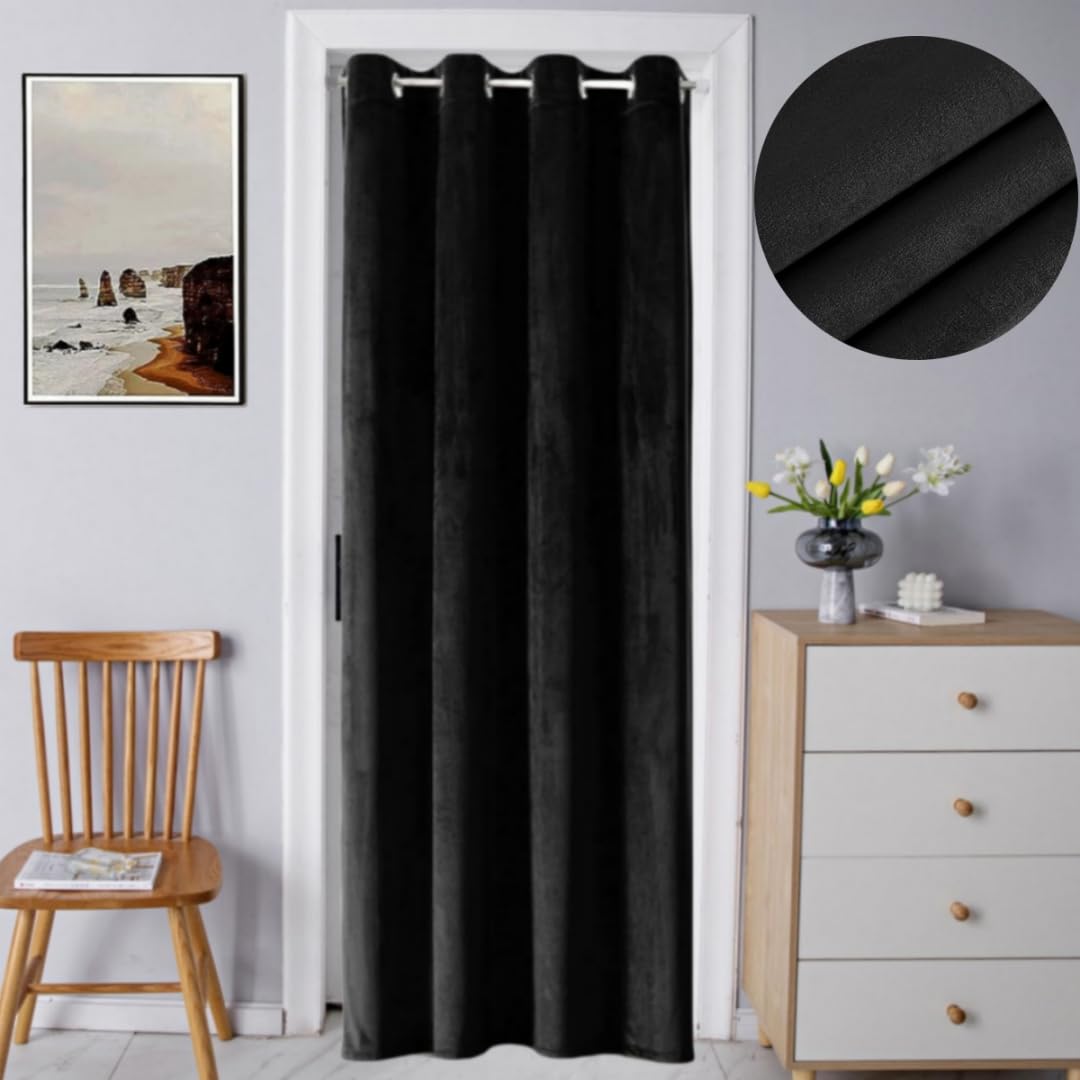 Amazon.com: F-CHU Black Velvet Door Curtain for Closet Door