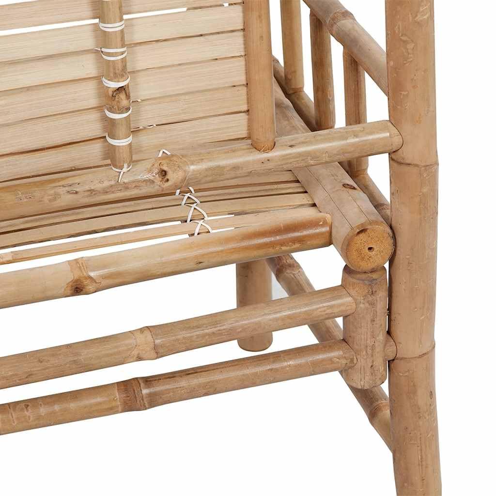 Ławka ogrodowa z nakładką, 120 cm, bambusowa, odporna na warunki atmosferyczne, ławka do siedzenia, do ogrodu, na taras, balkon, werandę, wytrzymała, stabilna dwuosobowa ławka do siedzenia z