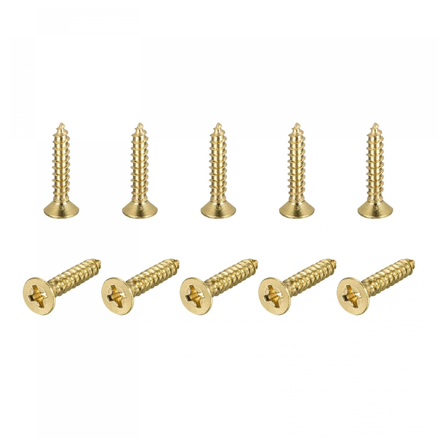 uxcell Brass Wood Screws, M4x20mm Phillips Flat Head Self Tapping