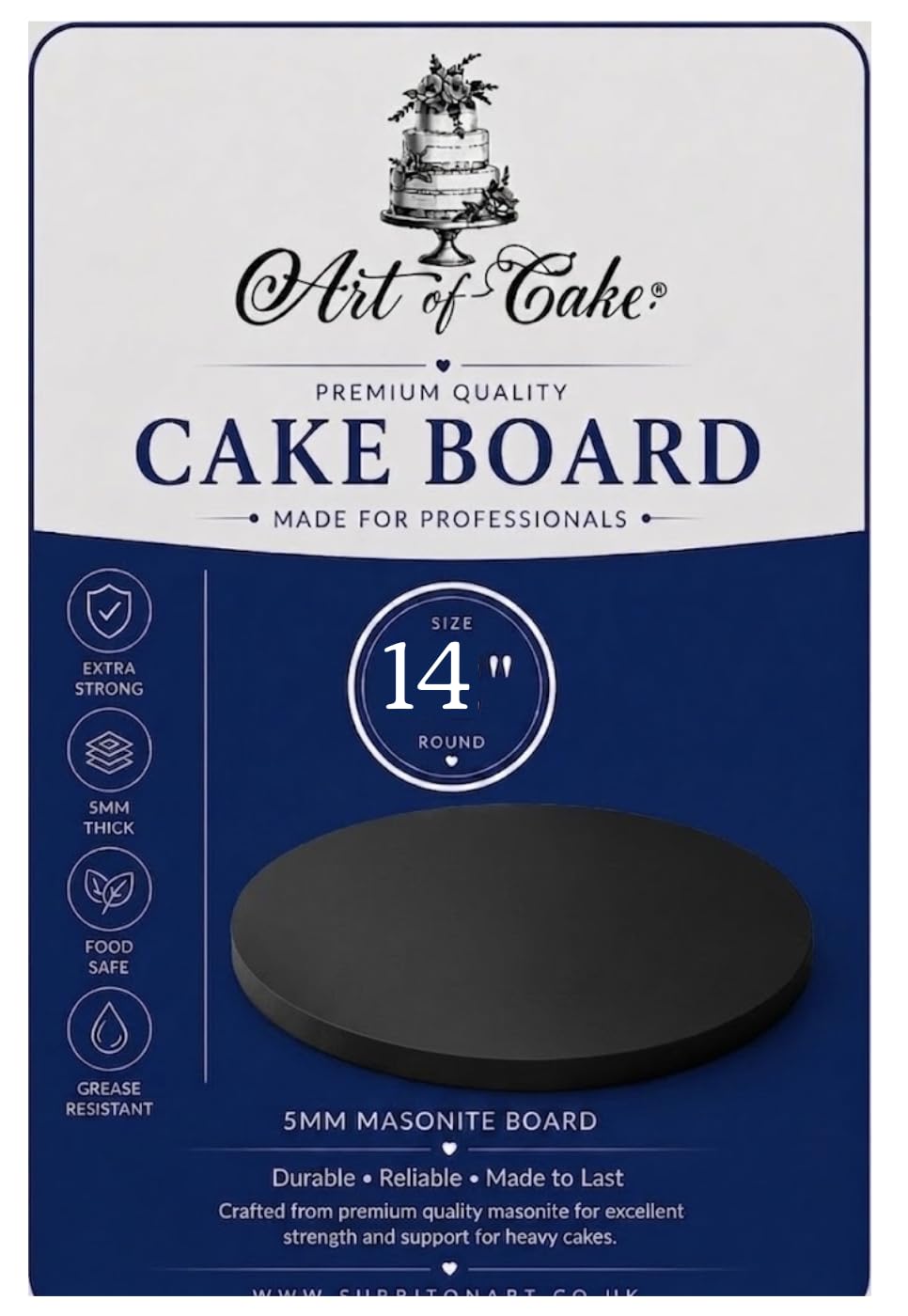 Art of cake® Masonite Cake Board (10mm) (Black, 14") — image 1