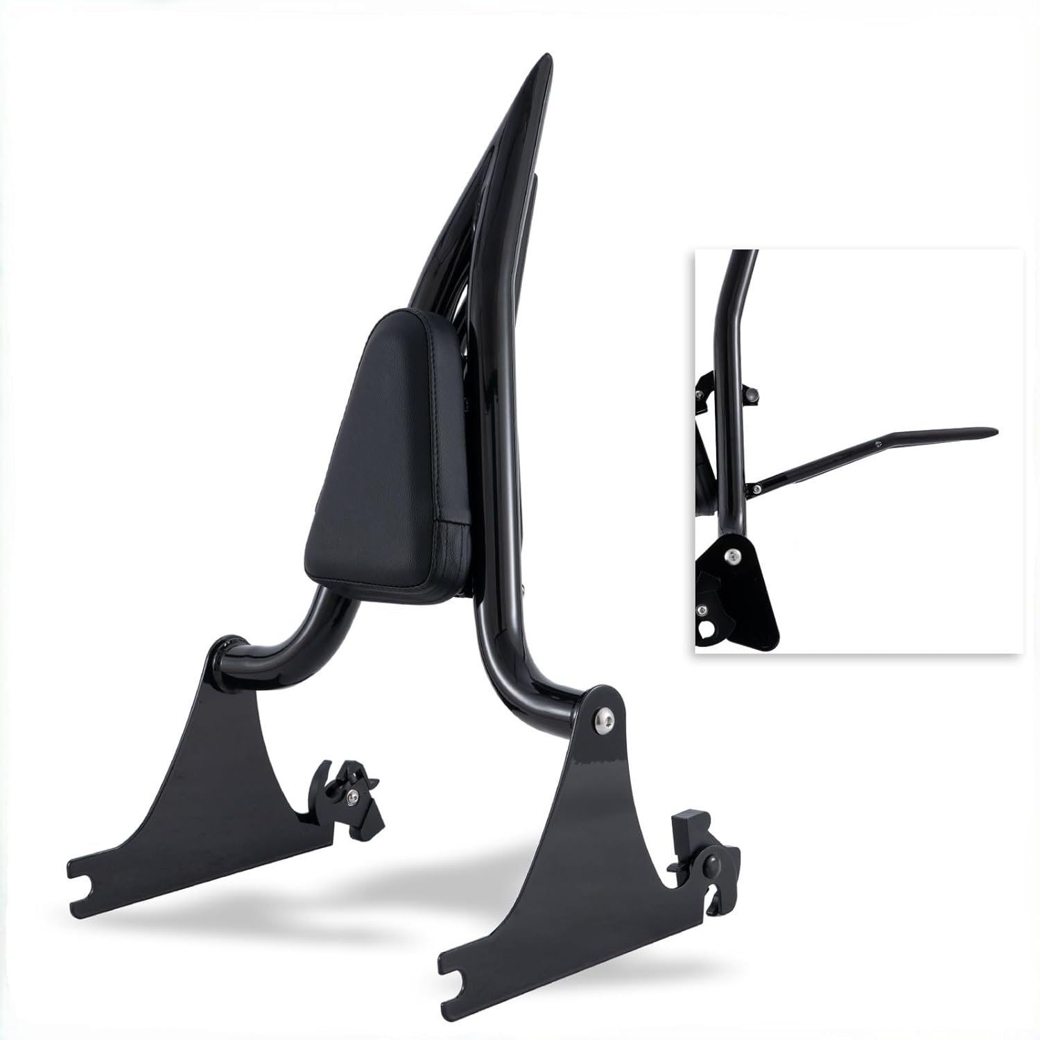 Adjustable Holdfast Sissy Bar Luggage Rack Passenger Backrest with Lock Compatible with Harley Breakout FXSB FXSE FXST(Gloss Black)