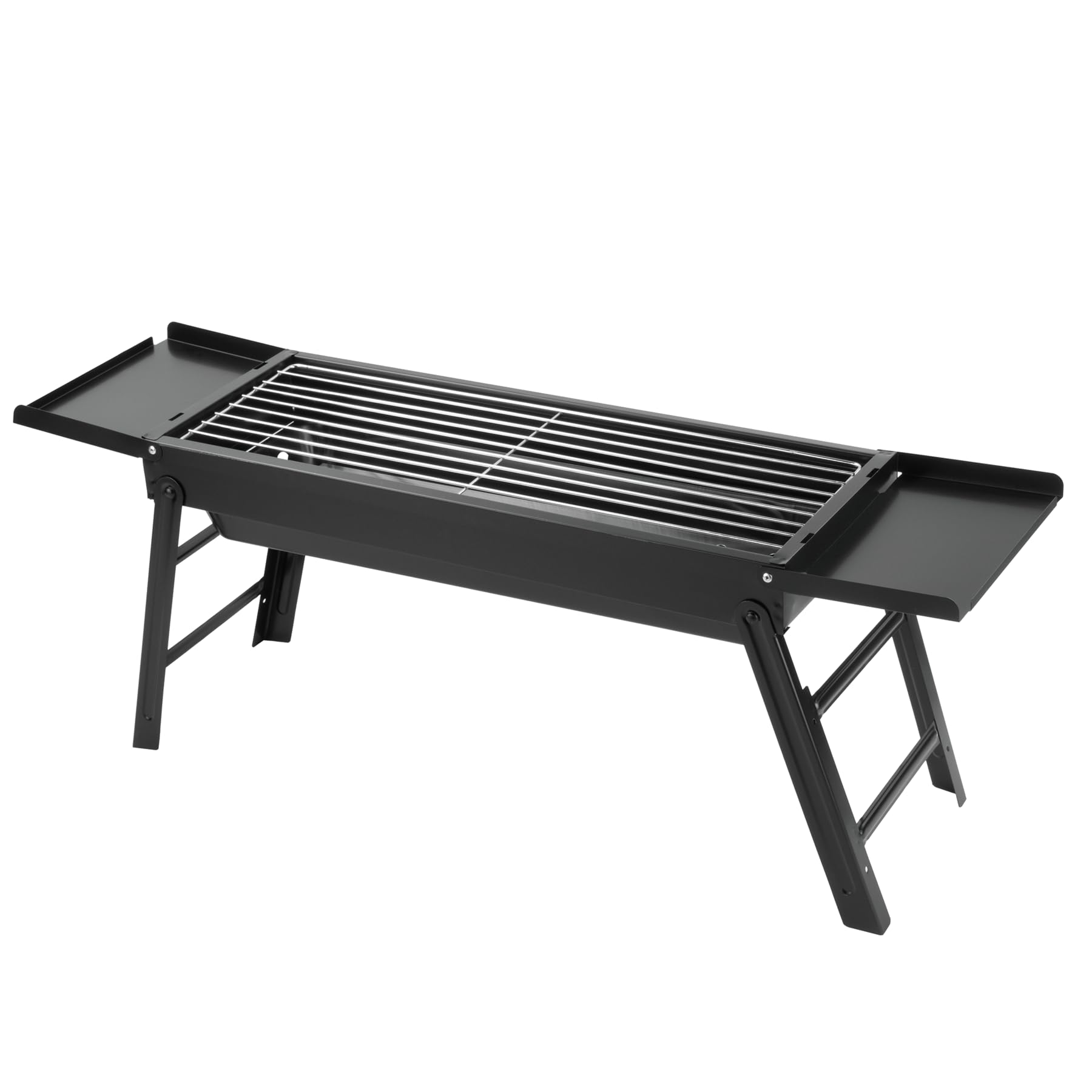 KCT Foldable BBQ with Side Shelves for Travel, Camping Folding Grill for Fishing, Motorhomes, Caravans