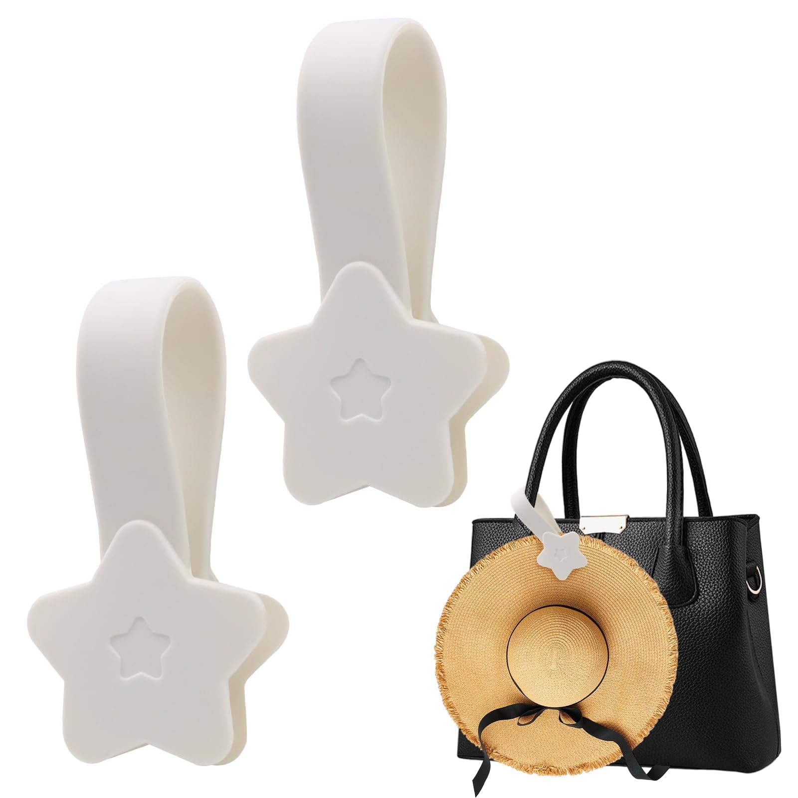Ennoxwi Clip Magnétique Chapeau 2 Pièces en Forme d’Étoile, Accessoire de Voyage pour Sac à Main, Sac à Dos et Bagage, Porte-Chapeau Magnétique Beige Clair pour Extérieur et Quotidien