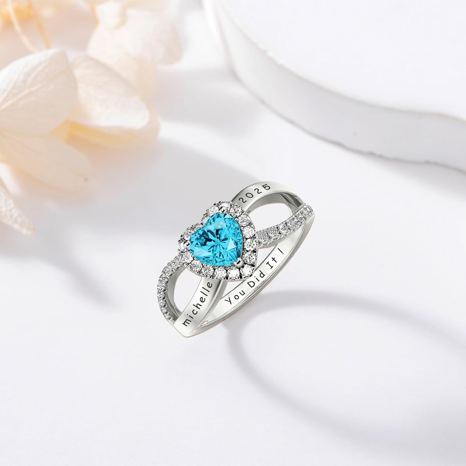 Custom Class Ring for Women 925 Sterling Silver High School College Rings with Birthstone Class of 2026 Rings Personalized Graduation Jewelry Gifts