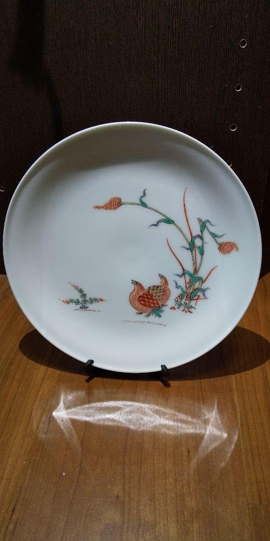 十五代　酒井田柿右衛門　錦　鶉　皿 十五代酒井田柿右衛門錦鶉皿