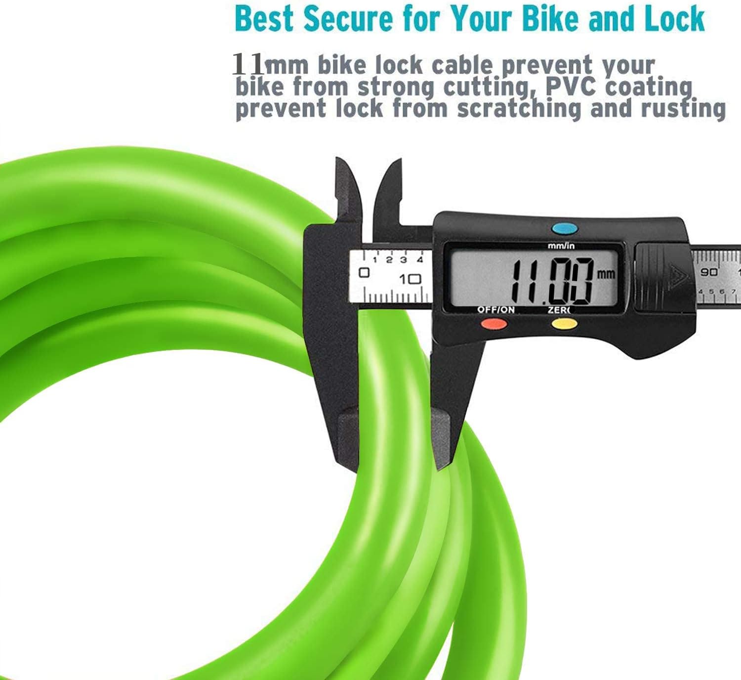 Bike Lock Cable, Bicycle Cable Lock with 4 Digit Combination & Alloy Lock Head, Resettable Kids Bike Cable Lock, 2 Ft x ∅0.45 IN, Lock for Bike, Scooter, Skateboard, Motorcycle, E Bike (Green) image 5