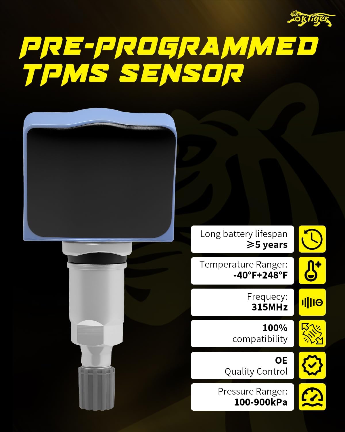 Oktiger 315MHz TPMS Sensor Pre-Programmed Fit for Nissan Titan 2004-2015, Versa 2007-2012, Frontier 2004-2015, Pathfinder 2004-2012, for Infiniti Fx35 2004-2008, M35 2006-2010, Q45, OE#40700-CD001