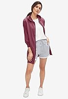 Vista 6 de Ellos Sudadera con capucha larga con cremallera frontal para mujer Terry francés Chaqueta ligera larga de gran