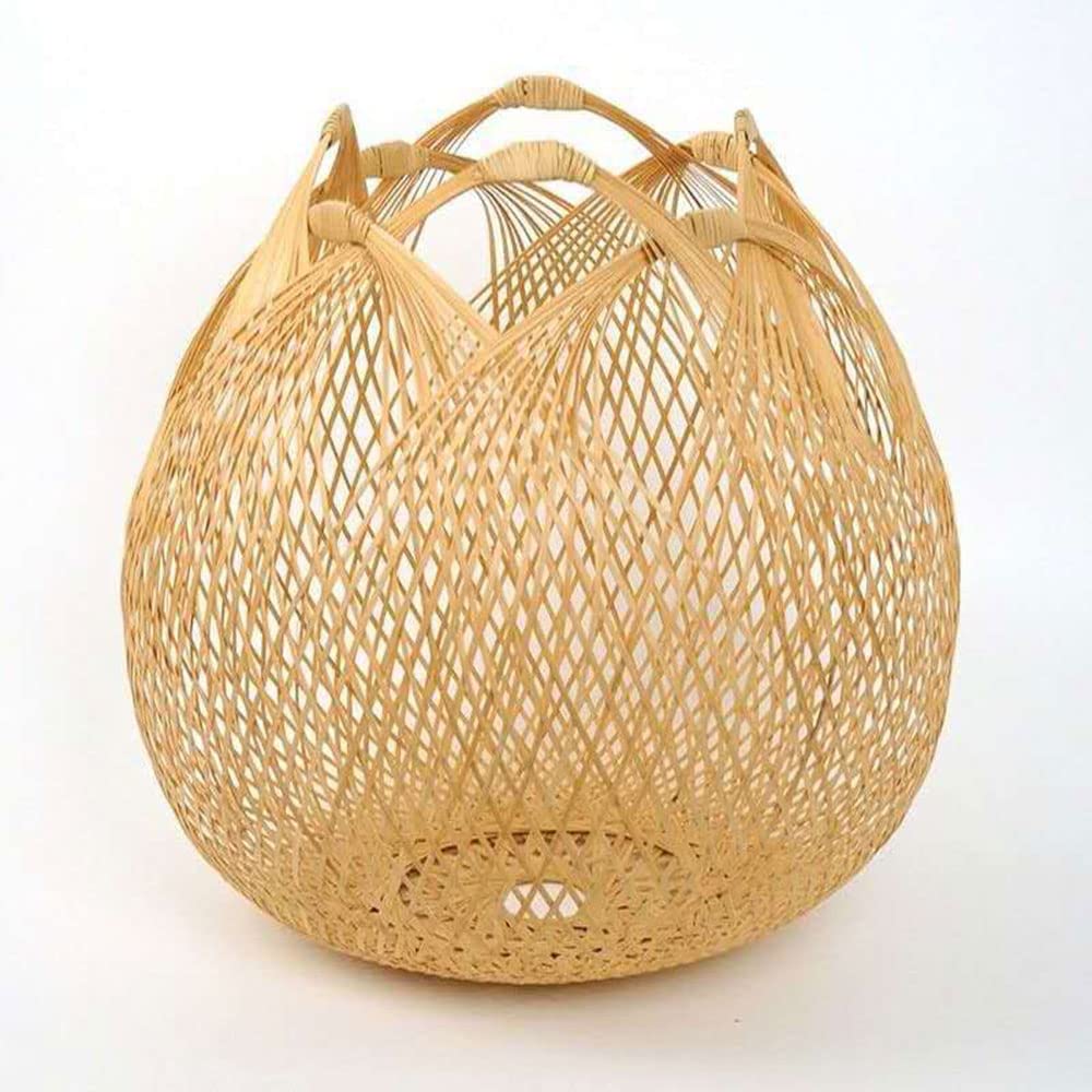 Luci Sospese in bambù Naturale Luce Intrecciata in bambù Vintage Lanterna per Lampadario con Paralumi in Rattan E26 Lampada da Soffitto in bambù Beige per Giardino, Sala da Pranzo,