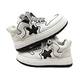 Star Shoes Thick Laces Walking Cute Sneakers for Women Thick Sole Y2K Shoes Walking Shoes Flat Platform Chunky Style Casual