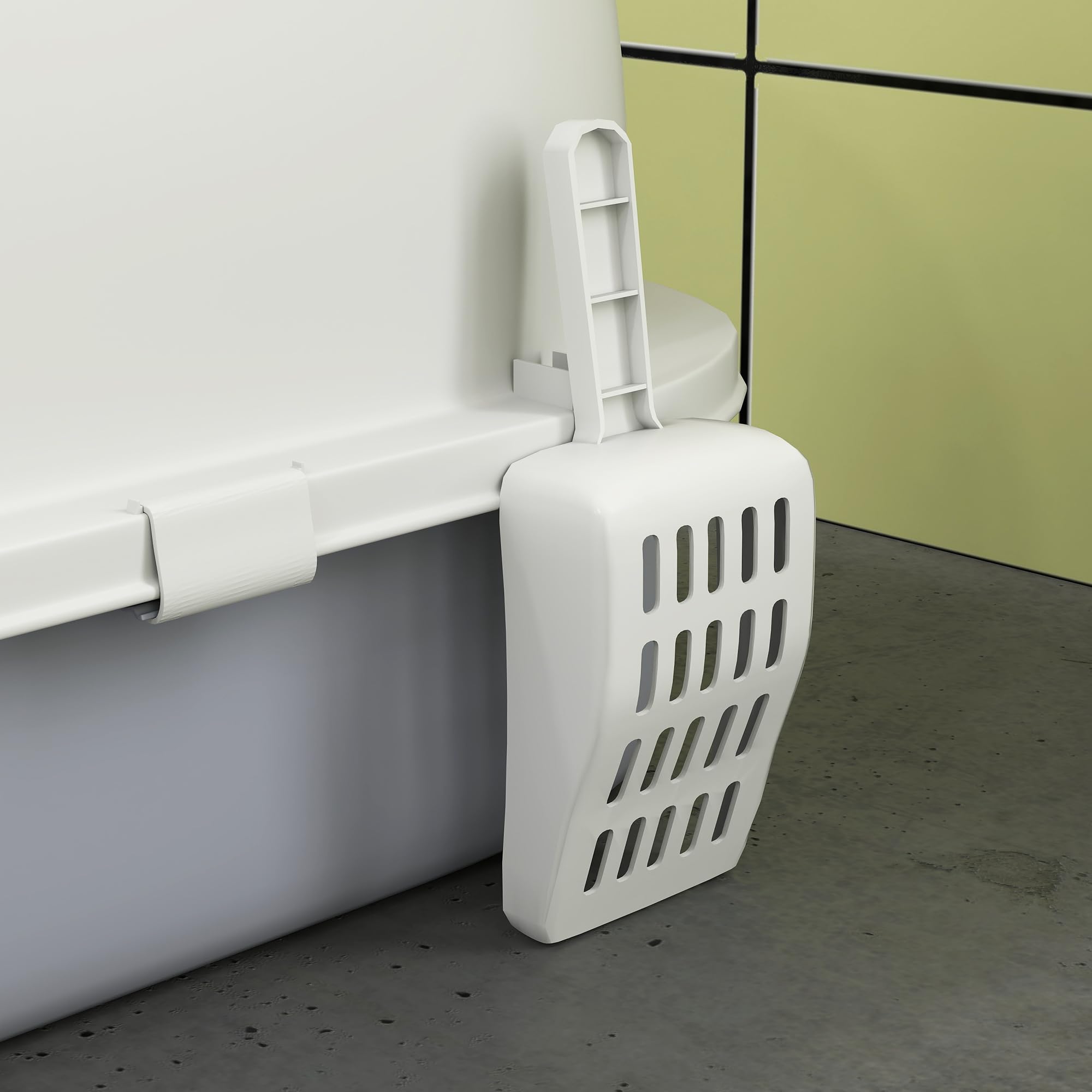 PawHut Maison de Toilette pour Chat, bac à litière fermé Chat, 2 Packs de filtres au Charbon poignée de Transport Porte translucide Nettoyage Facile Gris