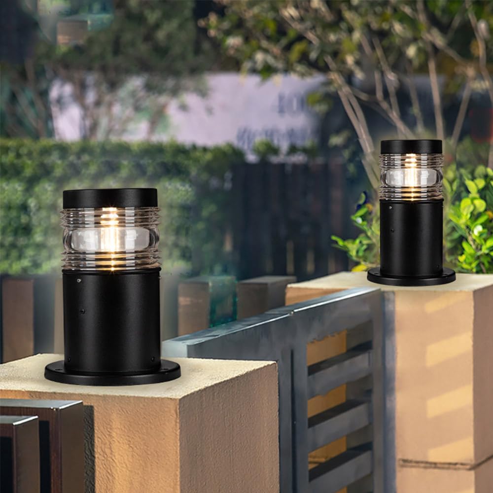 Mengjay E27 Paletto da Esterno Alluminio Luce a Colonna Impermeabile Patio Giardino Villa,Piedistallo Moderno Luci colonna Lanterna Porta Lampada a pilastro Illuminazione