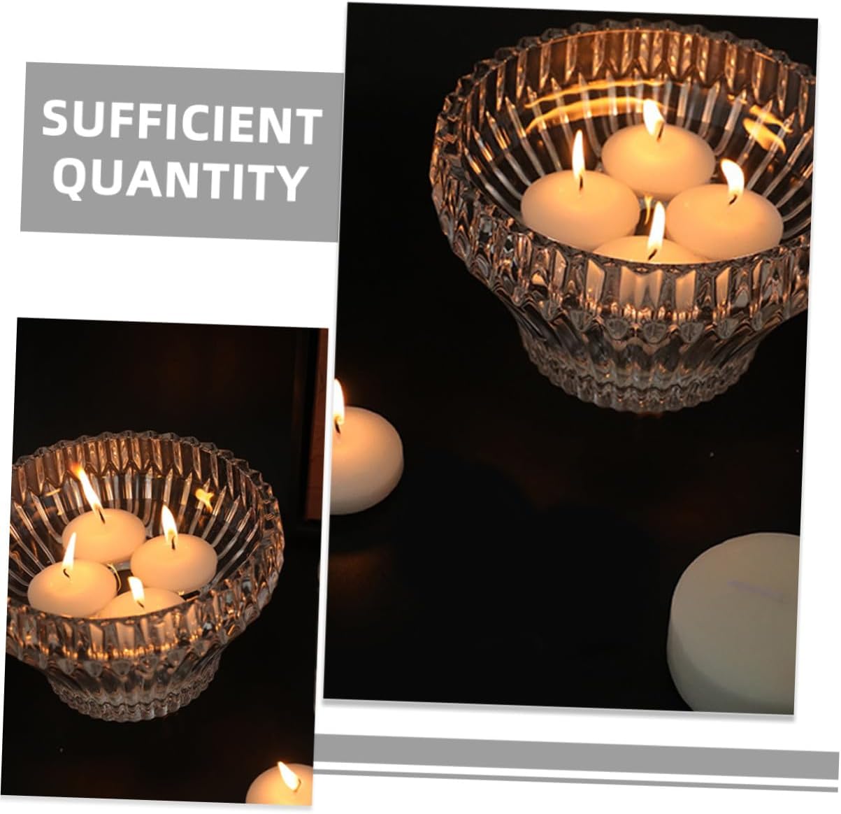 Ciieeo 6pcs Unscented Floating Tea Light Candles 4.5x2.5cm Small Round Wax Tealights for Wedding Centerpieces, Romantic Dinner, Party Decor, Outdoor and Indoor Use