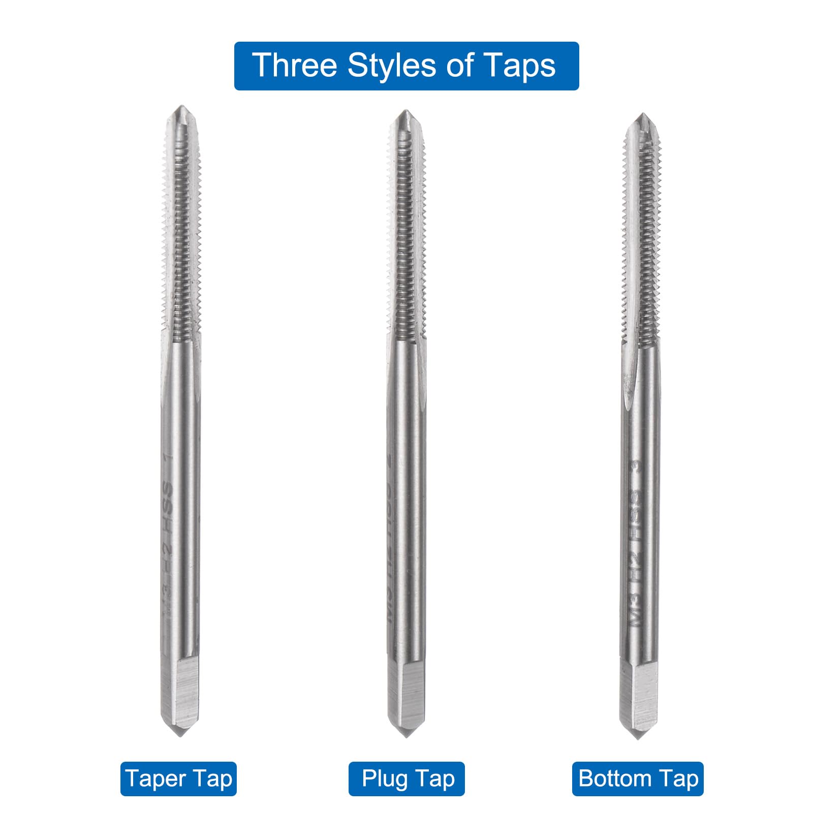 Lot De 2 Tarauds à Main M3 X 0,5 - Acier 9Si-Cr, Pré-graissés - Pour Filetage Métrique - 5