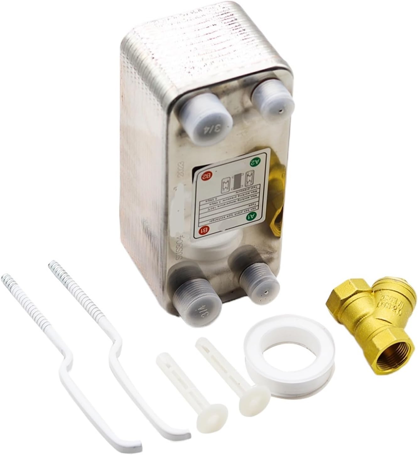 24 Plates Heat Exchanger Beer Wort Chiller Cooler SUS 304 Stainless Steel For Homebrew Beer(Different side)