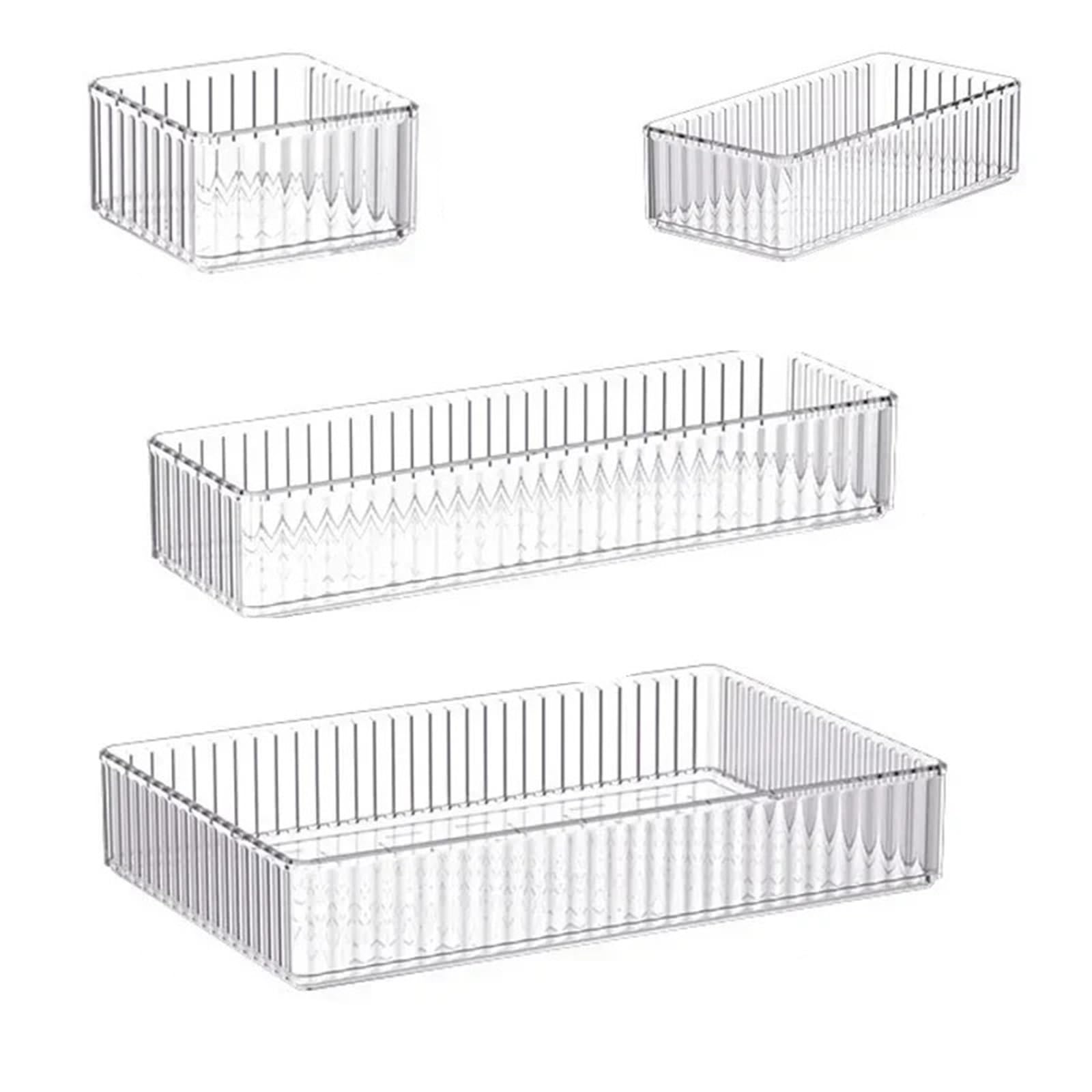 Set di 4 organizer for cassetti da scrivania, in plastica, for riporre oggetti bagno, for trucchi, trasparenti, for la cucina Per Cassetti