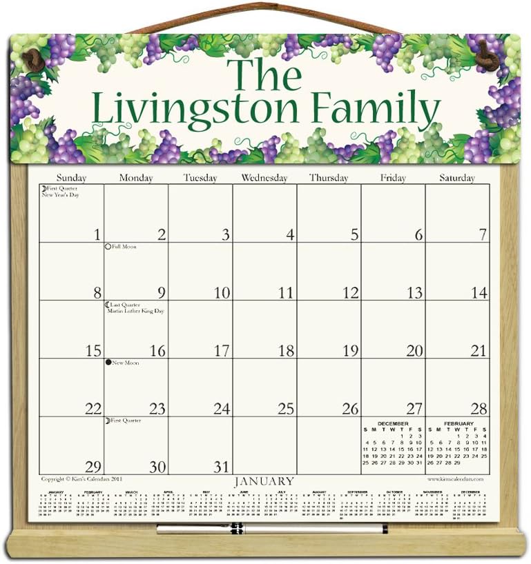 Personalized Wooden Refillable Calendar Holder filled with