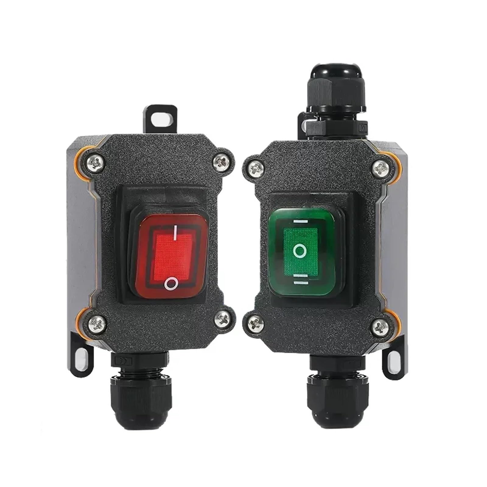 Interruttore a bilanciere marino impermeabile con scatola di giunzione esterna a LED Cavo di alimentazione in linea, 12V/24V/220V, cablaggio a vite(Single red 12-24V,1 PCS)