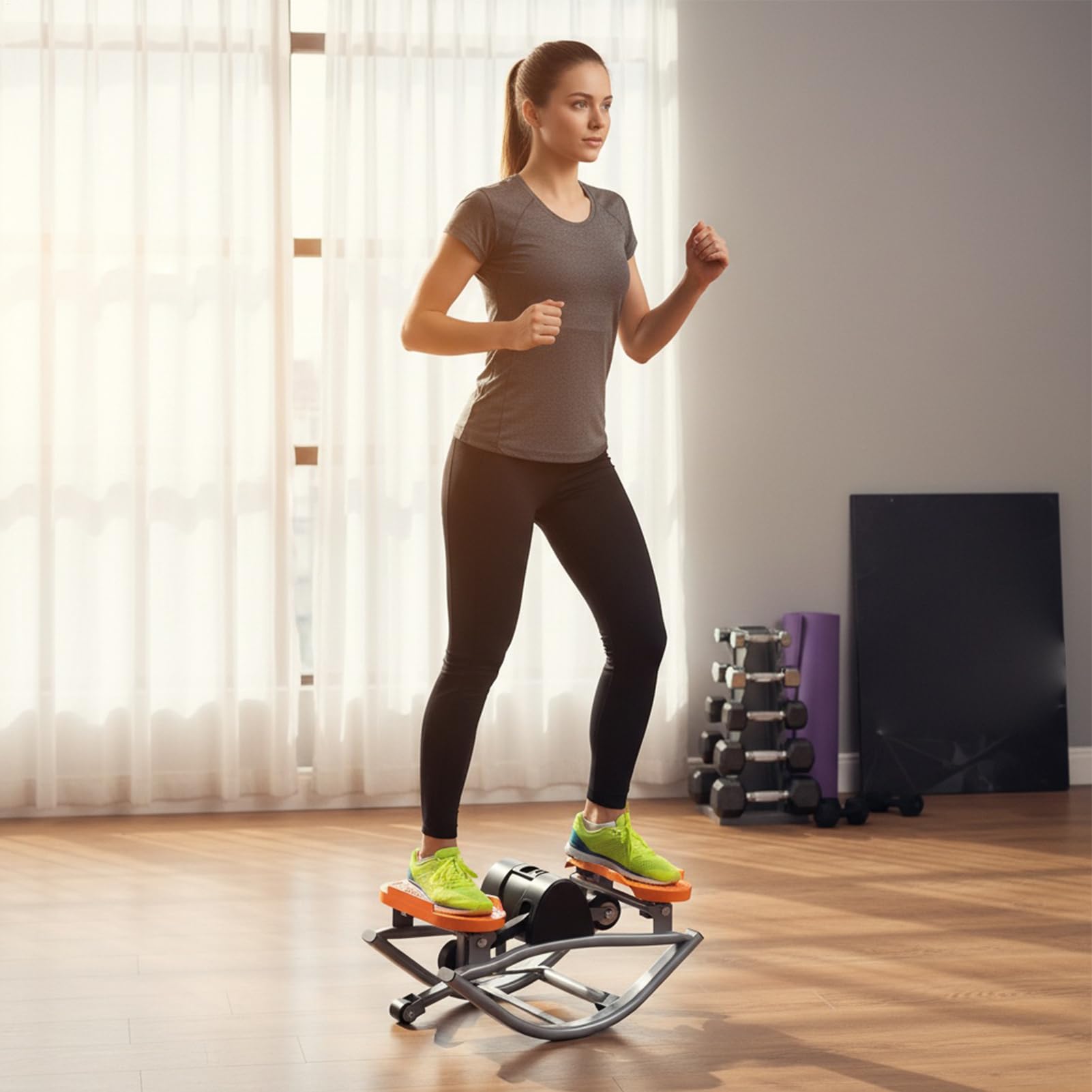 Stepper per allenamento a casa, attrezzatura per il fitness, portatile, per ginocchia, articolazioni, gambe, glutei, addominali, compatto e salvaspazio, ideale per uomini e donne, per ufficio