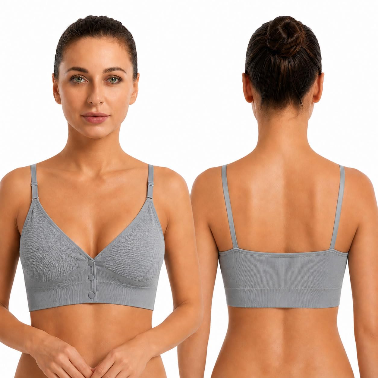 Women's Front Open Seamless Padded Wireless Bra | Removable Pads | Non Wired Comfort Bralette | Adjustable Straps | Everyday Wear Bra for Women-image-24