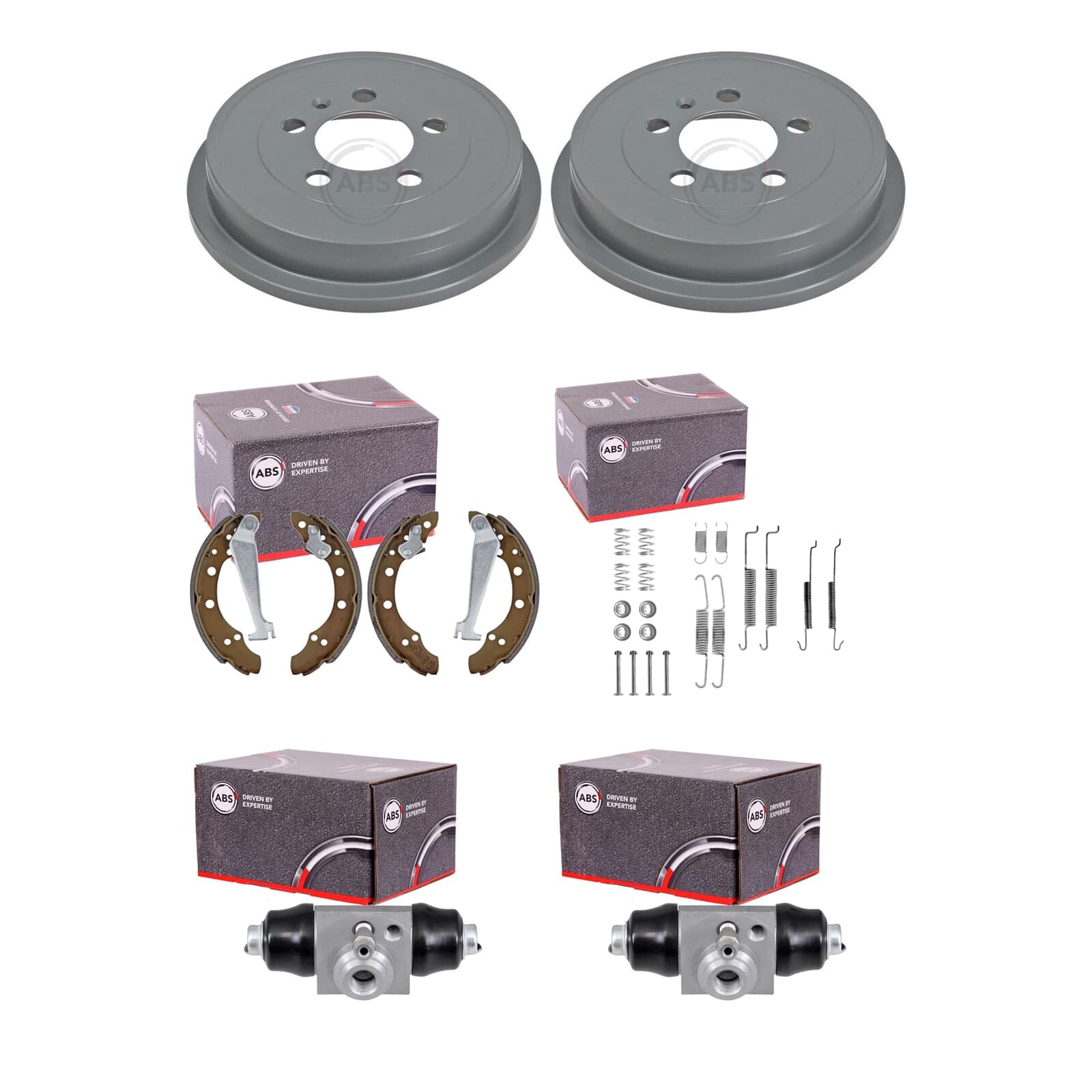 ABS Bremstrommeln + Backen + Radbremszylinder hinten | 2765-S + 8871 + 0680Q + 42005X passend für Polo Fox