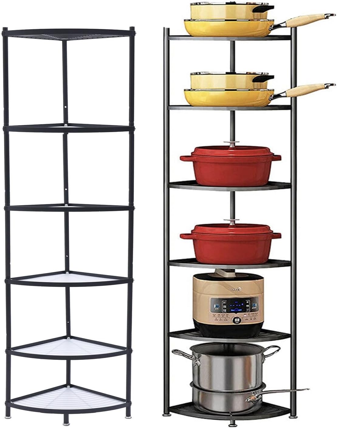 ybaymy Kitchen Corner Pot Rack MultiLayer Pot Rack 6Tier Adjustable