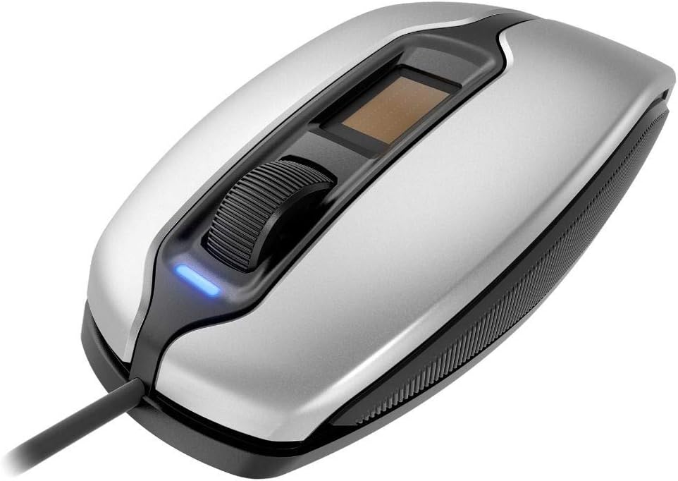 Cherry MC 4900 Biometric Mouse - Fingerprint Reader - Wired - USB - 3 Button - Right & Left Hand Use - Silver/Black