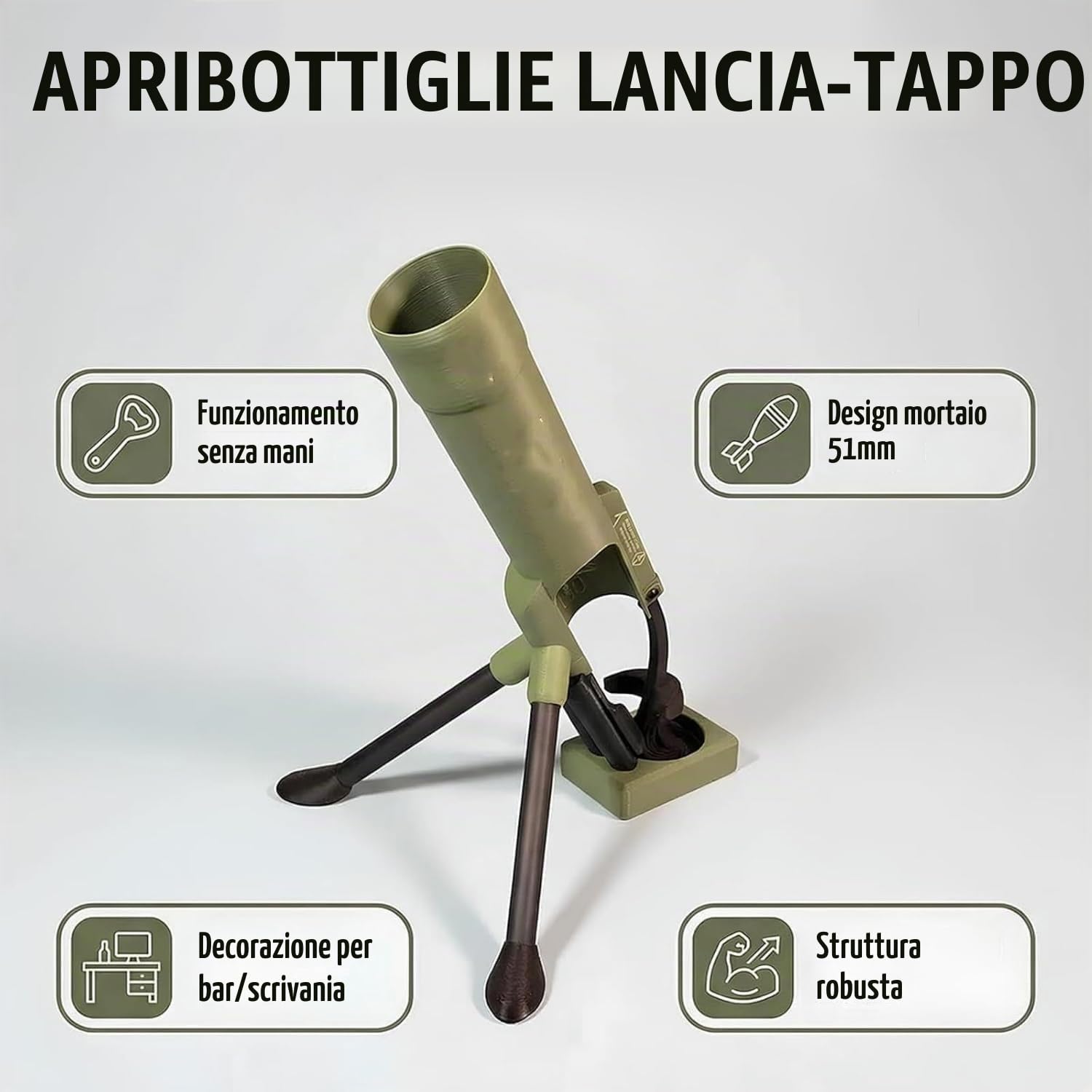 STOAT-Birra Mortaio Apribottiglie, Espulsione Automatica Capsula, Uso Senza Mani, Per Bibite & Bevande, per Bar Domestico & Feste