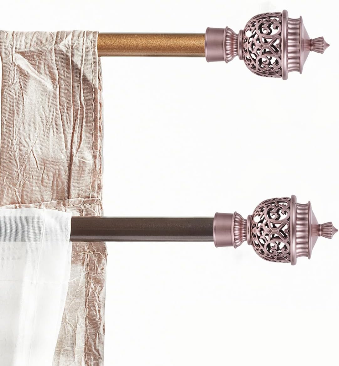 Roman Curtain Rod Decorative Heads Hollow-Out Finials 4.52X2.51X2.51 Inch Set of 4 Window Treatment Hardware Curtain Rod Ends for Home Decor